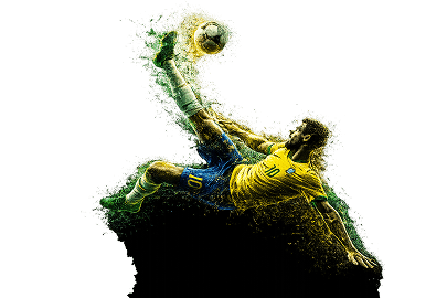 Soccer player mid-bicycle-kick